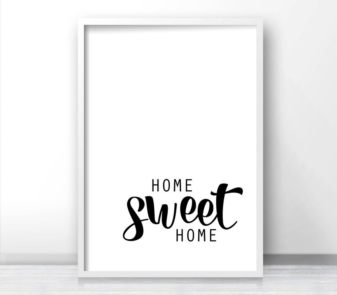 Home Sweet Home Typography Quote Art Print, Black and White - Image 4