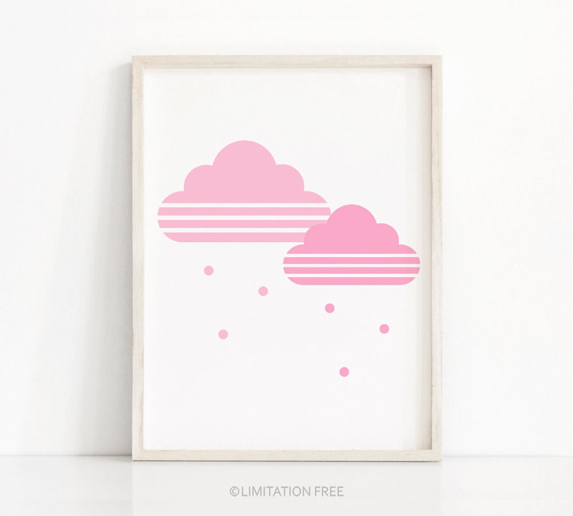 Pink Cloud Nursery Print Nursery Wall Art Nursery Art Print Pink Nursery Decor Baby Print Wall Art For Girls Baby Girl Art