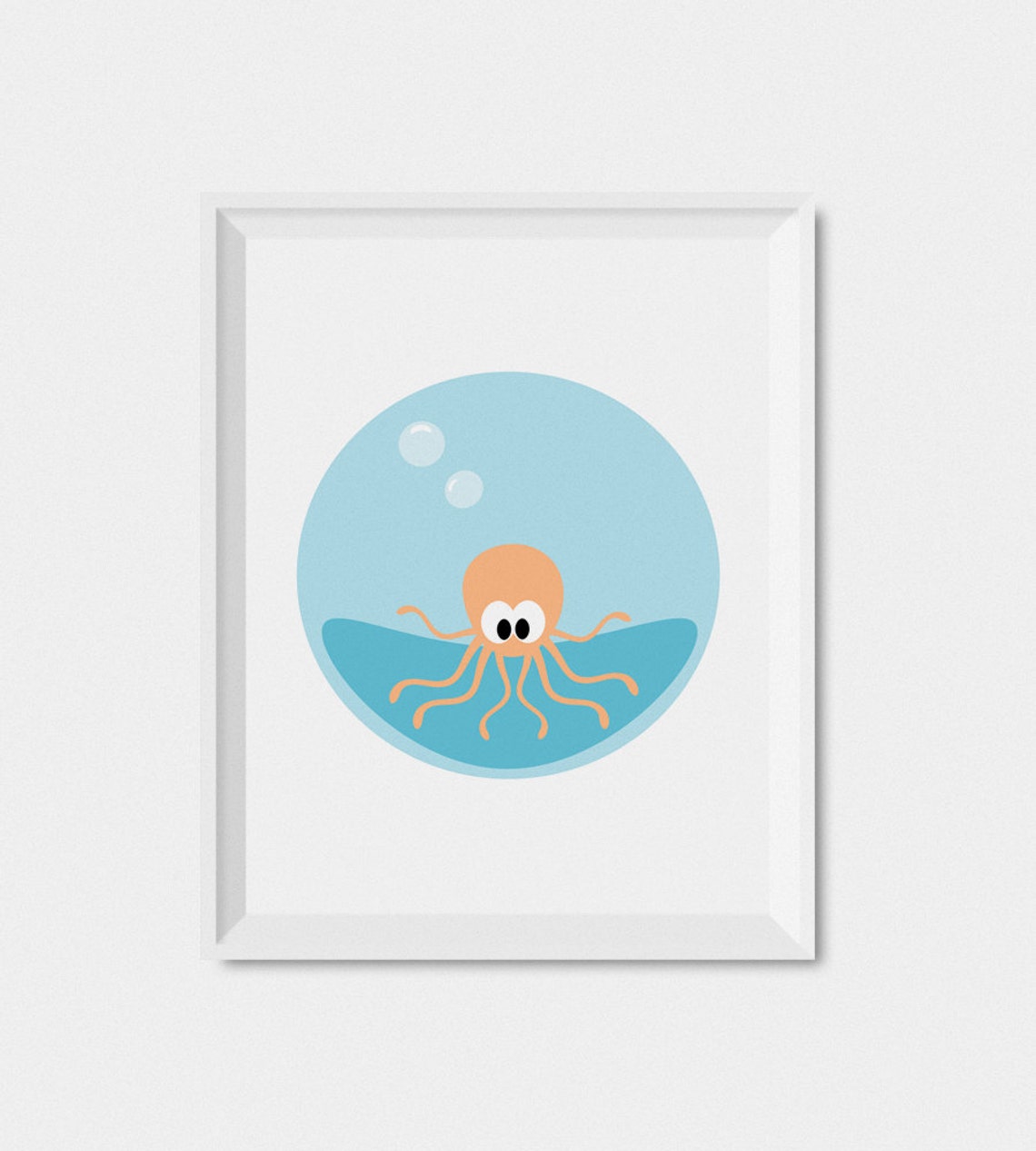 Cute Orange Octopus Under The Sea Nursery Wall Poster Kids Ocean Decor - Image 2