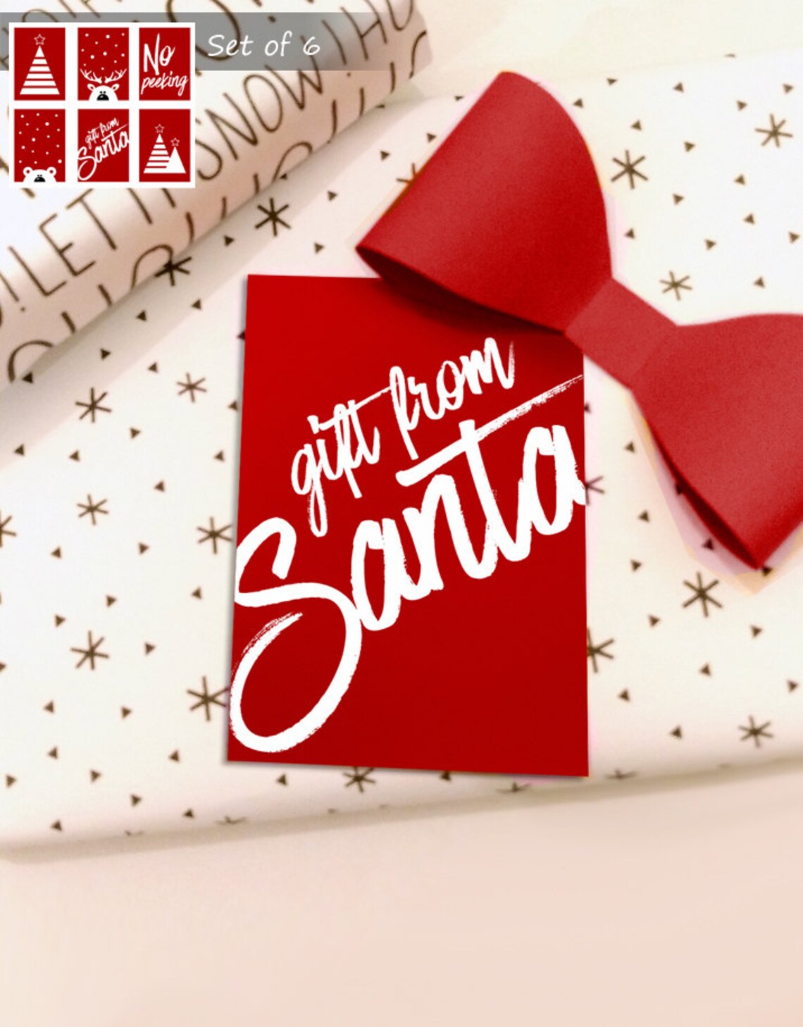 Christmas Gift Tags, Red and White Christmas Tags