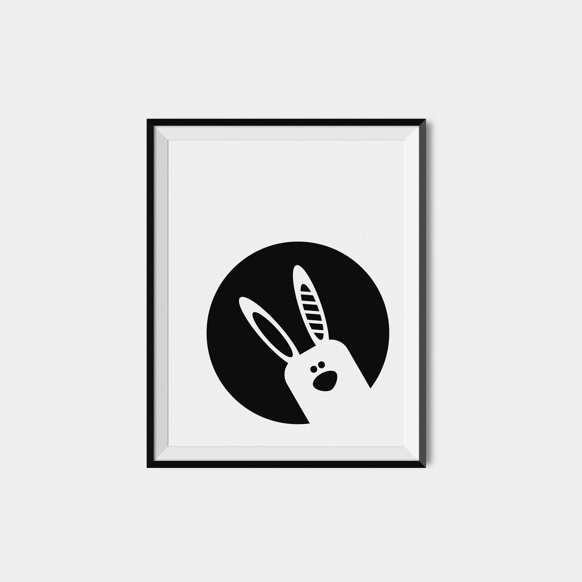 Bunny Nursery Art Print, Black White Nursery Decor