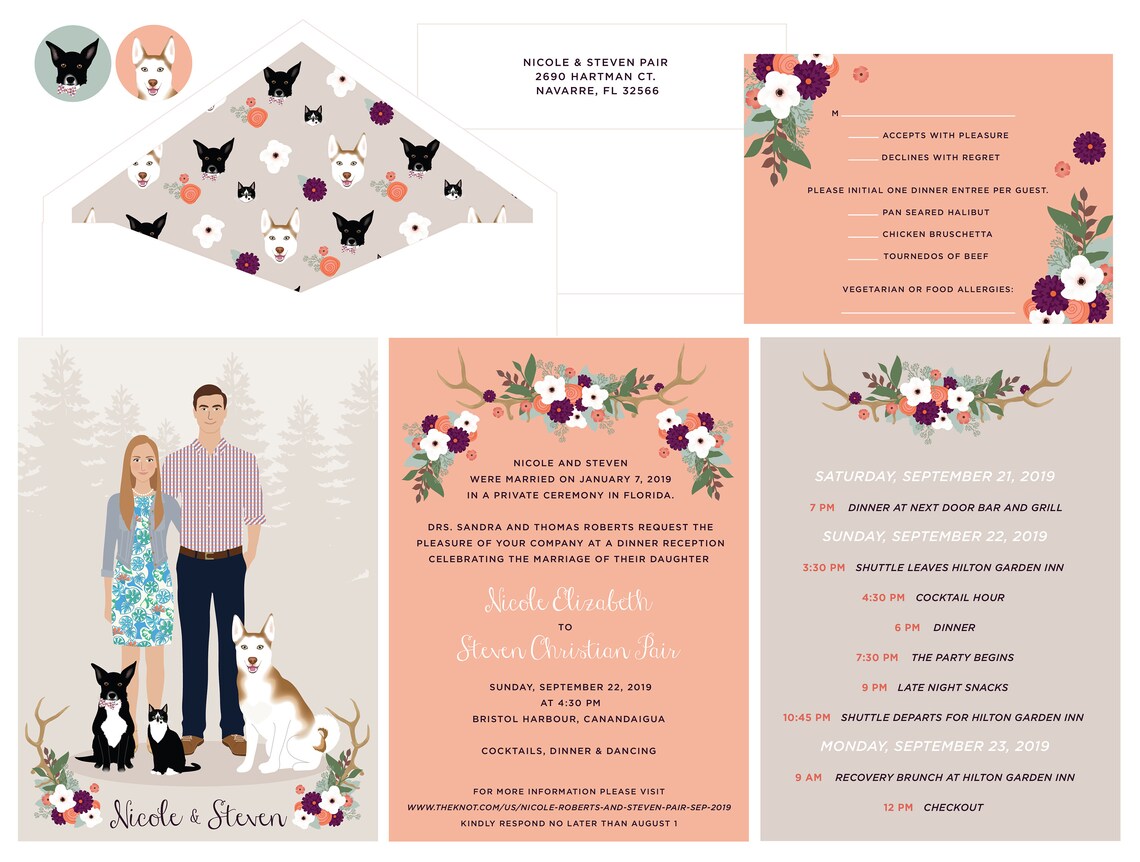 Custom Portrait Wedding Invitation Suite - Image 3