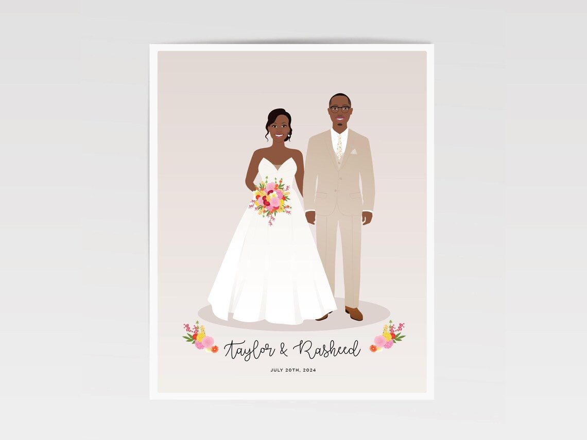 Custom Couple Portrait, Wedding Anniversary Gift - Image 3