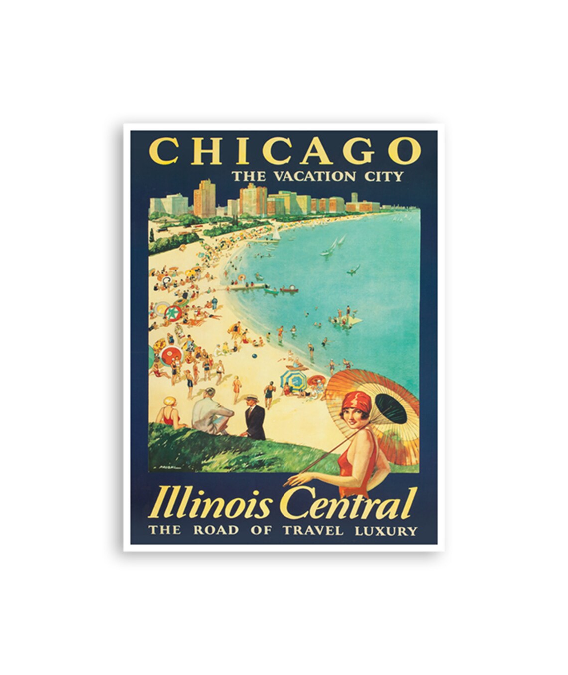 Chicago Vintage Travel Poster, Home Decor Art Print