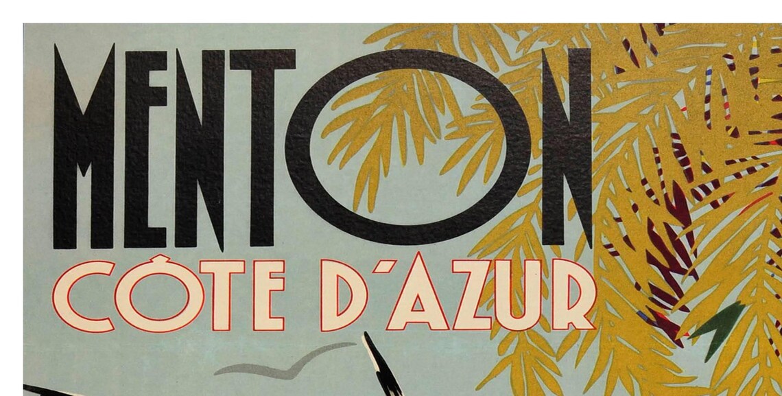 Menton Cote D Azur Seagulls Harbor Retro French Riviera Poster - Image 2