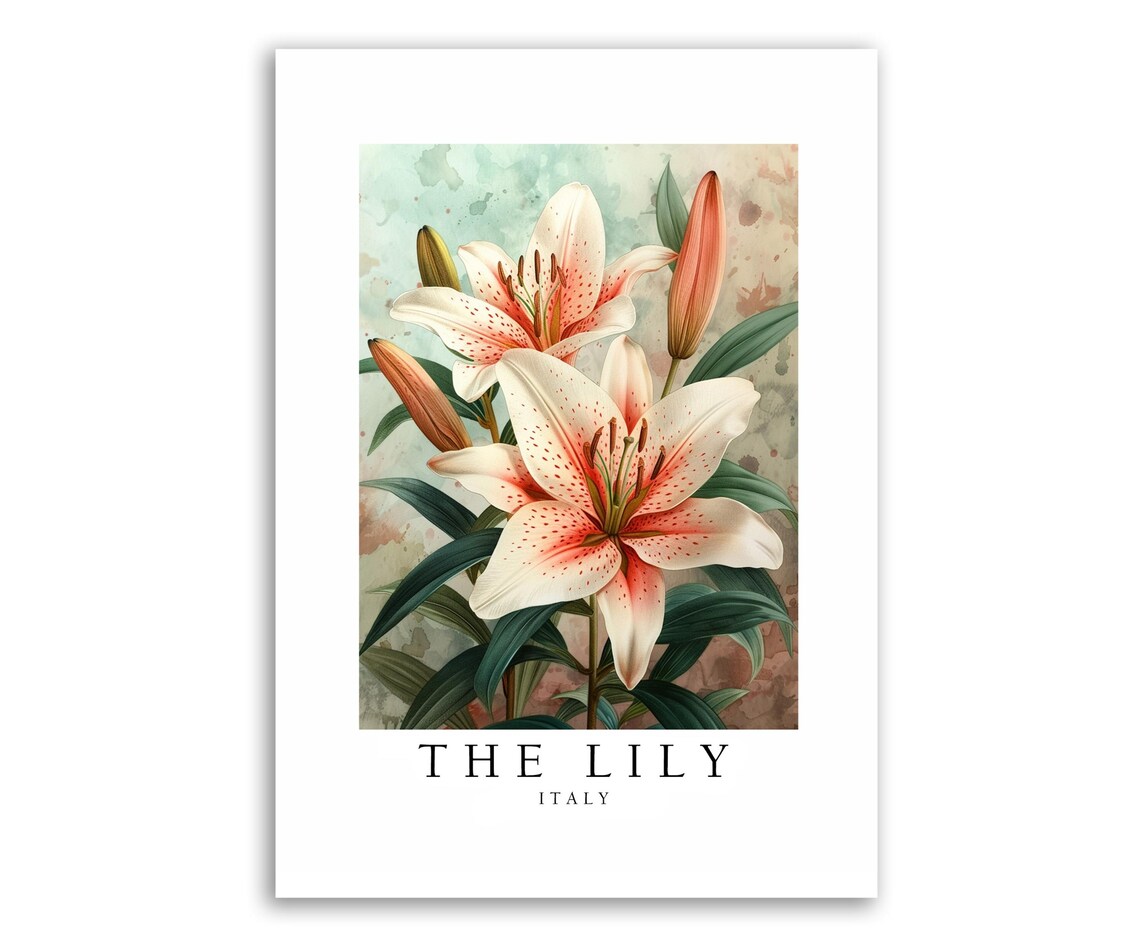 Lily Italy National Flower Travel Poster Print