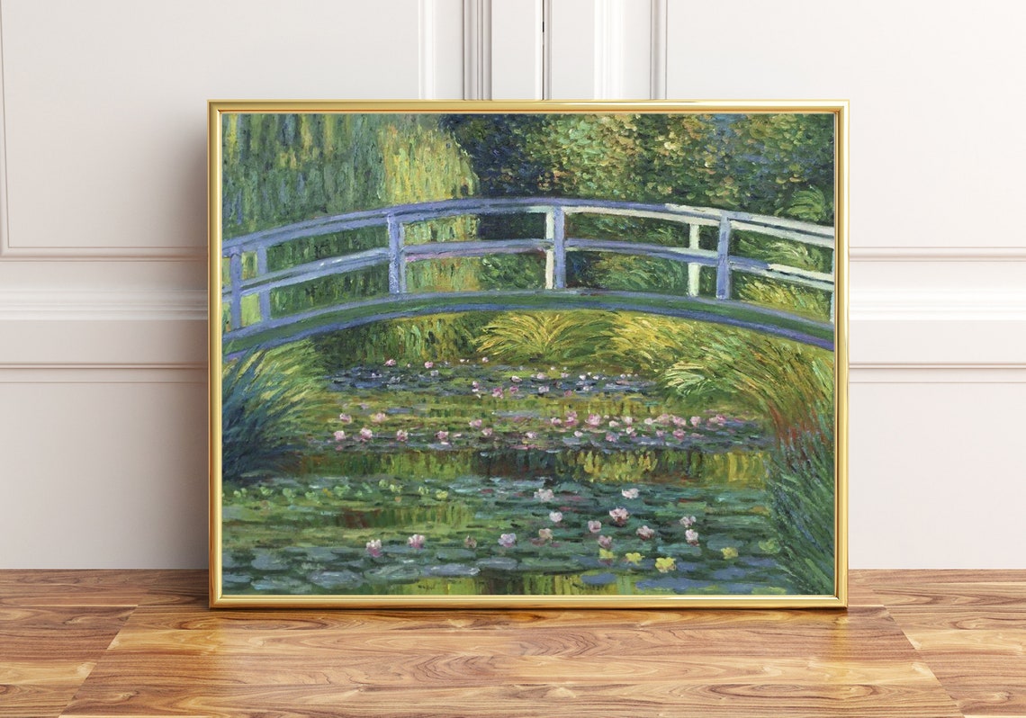 Monet Water Lilies Japanese Bridge Classic Impressionist Art Poster
