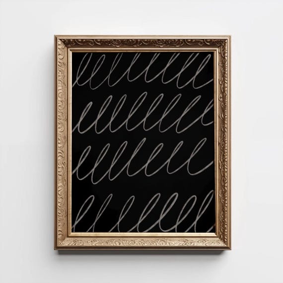 Chalk Swirl Print Abstract Chalkboard Scribbles Dark Moody Vintage Wall Art Modern Blackboard Original Fine Loops