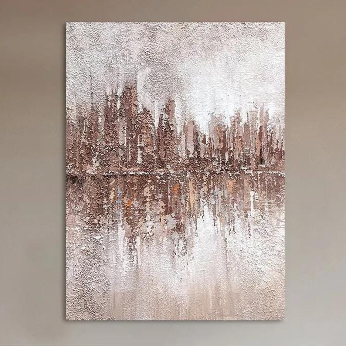 Rustic Brown Red Abstract Dripping Texture Cityscape Style Art Poster