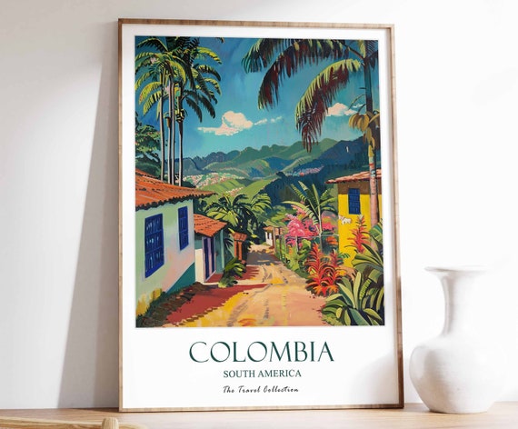 Colombia Print Travel Poster South America Art Tropical Decor Botanical Wall Colombian Gift