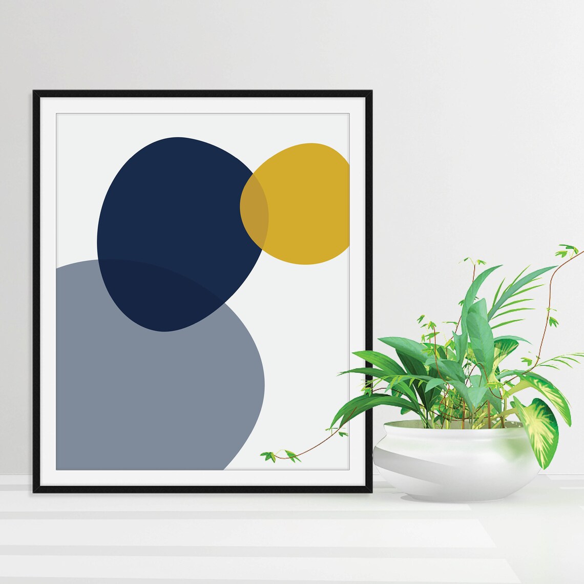 Blue And Yellow Abstract, Mid-Century Modern Art Print - Image 3