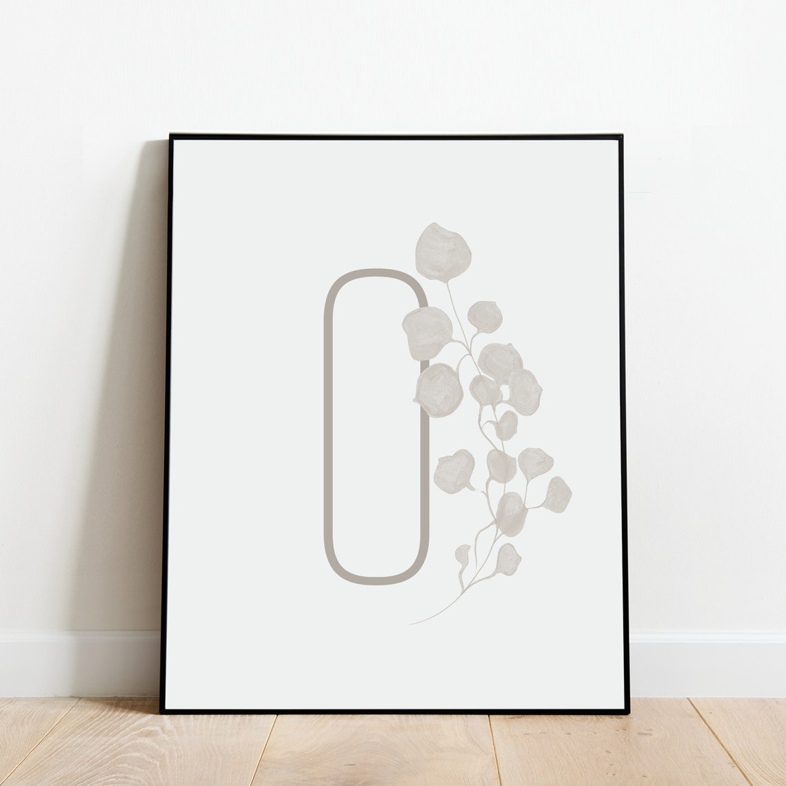 Monogram Letter O Gray Eucalyptus Botanical Initial Framed Art Print - Image 3