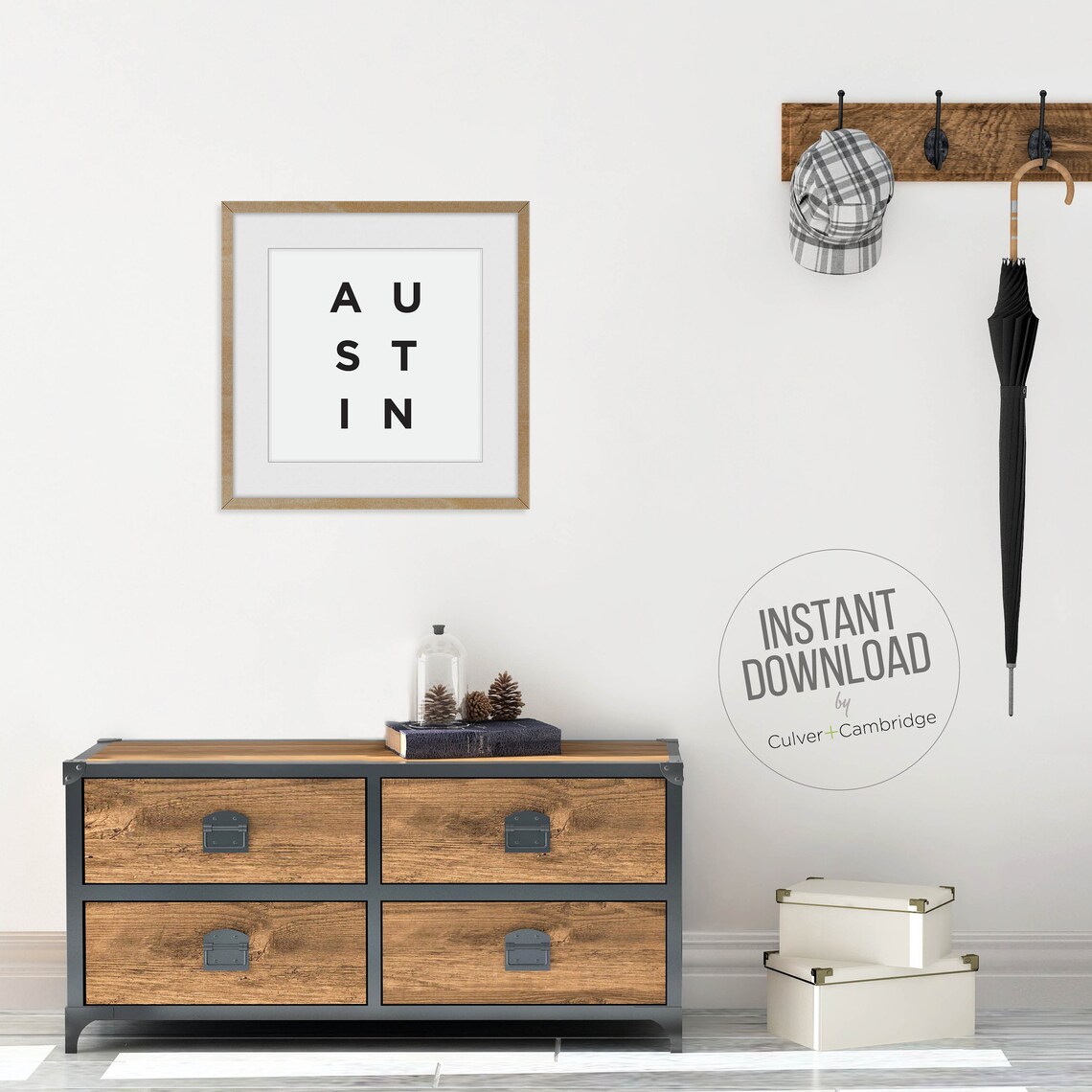 Austin Texas Minimalist City Name Geography Black White Poster - Image 2