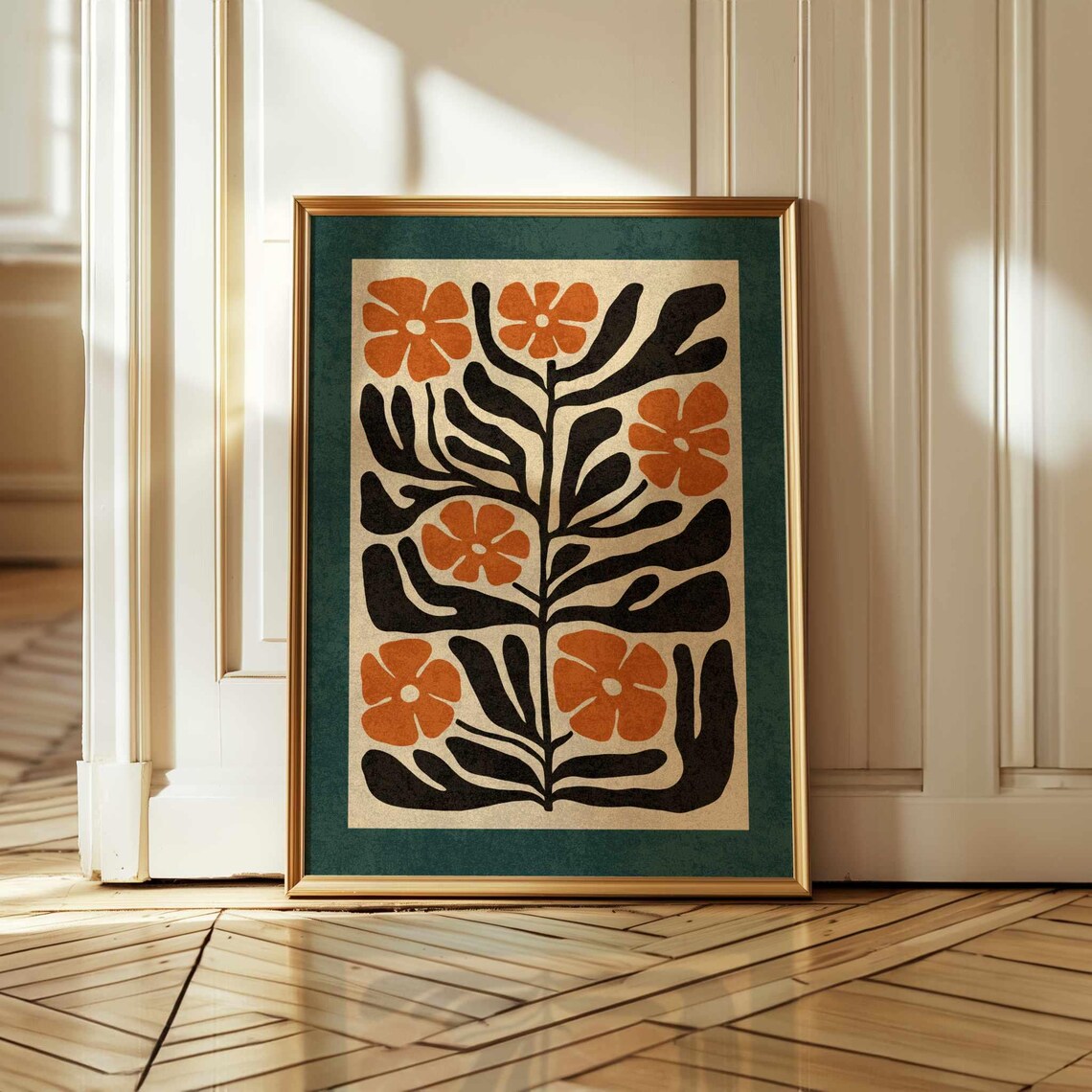 Matisse-Style Abstract Floral Botanical Poster