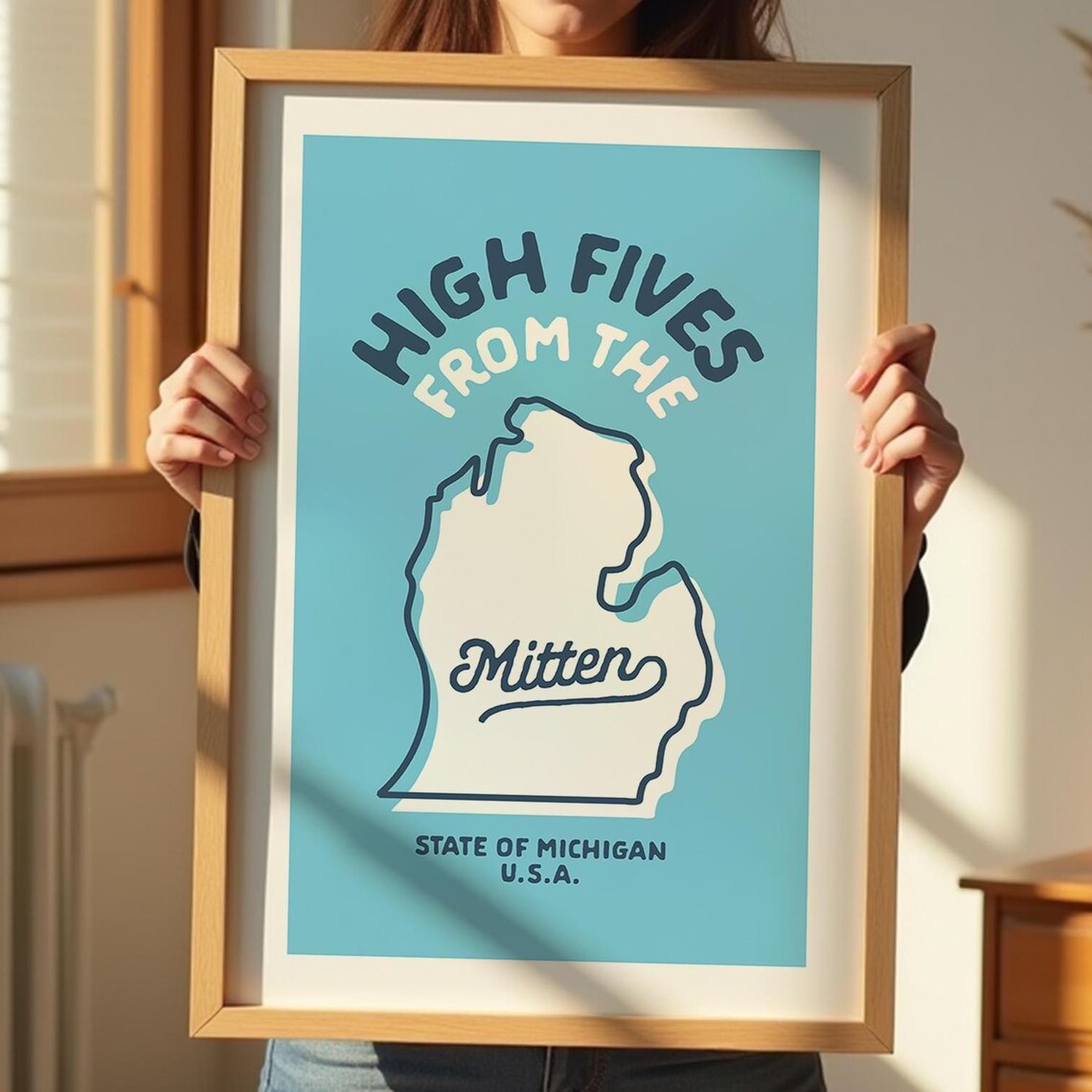 Michigan Retro Travel Poster, Outdoorsy Wall Decor