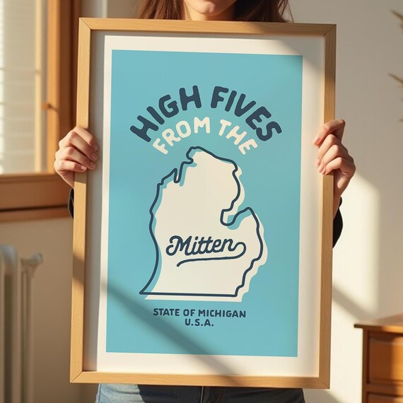 Michigan Retro Travel Poster, Outdoorsy Wall Decor