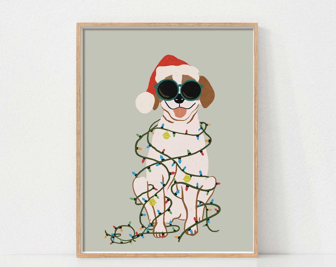Christmas Dog Art Print, Beagle Holiday Decor