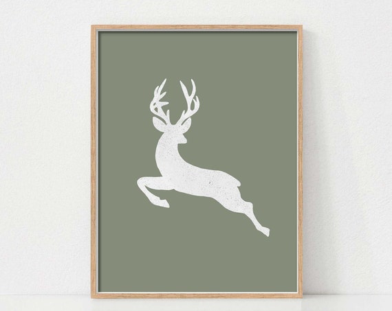 Christmas Reindeer Vintage Scandinavian Art Print