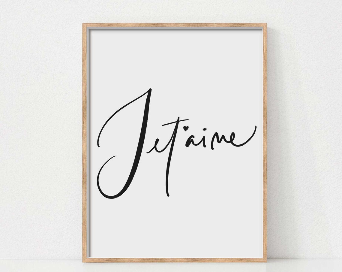 Je Taime French Love Quote Minimalist Script Typography Poster