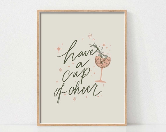 Holiday Sign Bar Cart Sign Art Print, Christmas Decor