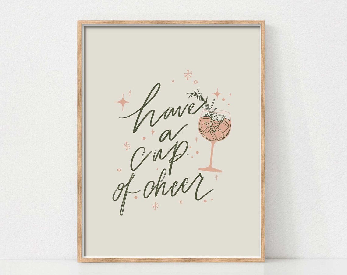 Holiday Sign Bar Cart Sign Art Print, Christmas Decor