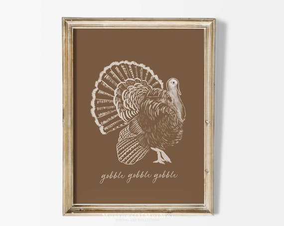 Gobble Gobble Thanksgiving Farmhouse Turkey Art Print