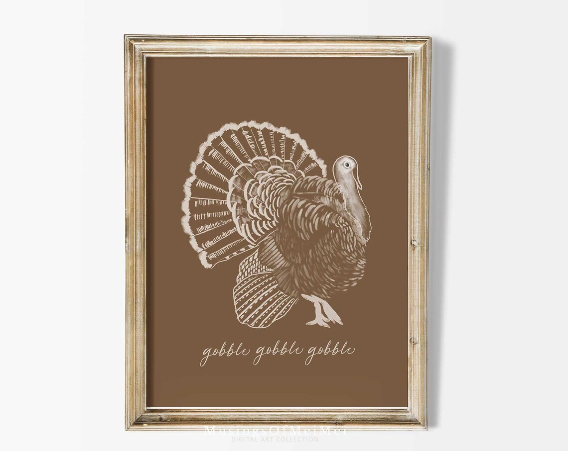 Gobble Gobble Thanksgiving Farmhouse Turkey Art Print