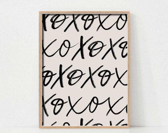 Modern Xoxo Minimalist Art Print, Scandinavian Decor