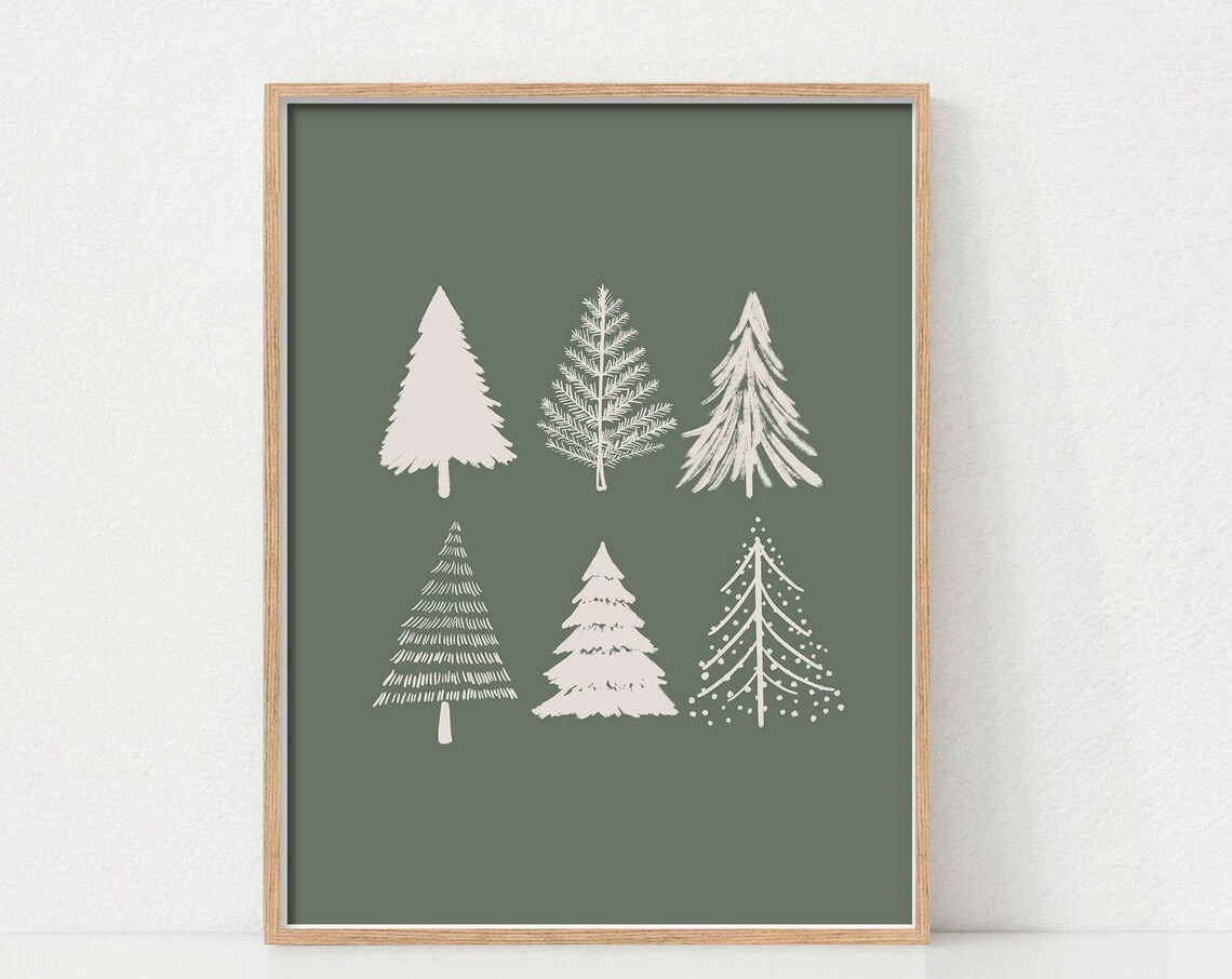 Christmas Tree Art Print, Modern Farmhouse Holiday Decor