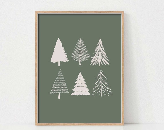 Christmas Tree Art Print, Modern Farmhouse Holiday Decor