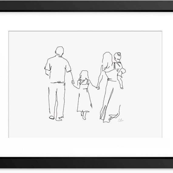 Family Print Family Line Art Family Drawing Family Portrait Family Portrait Family Illustration Mothers Day Gift Wall Art Mom Mum