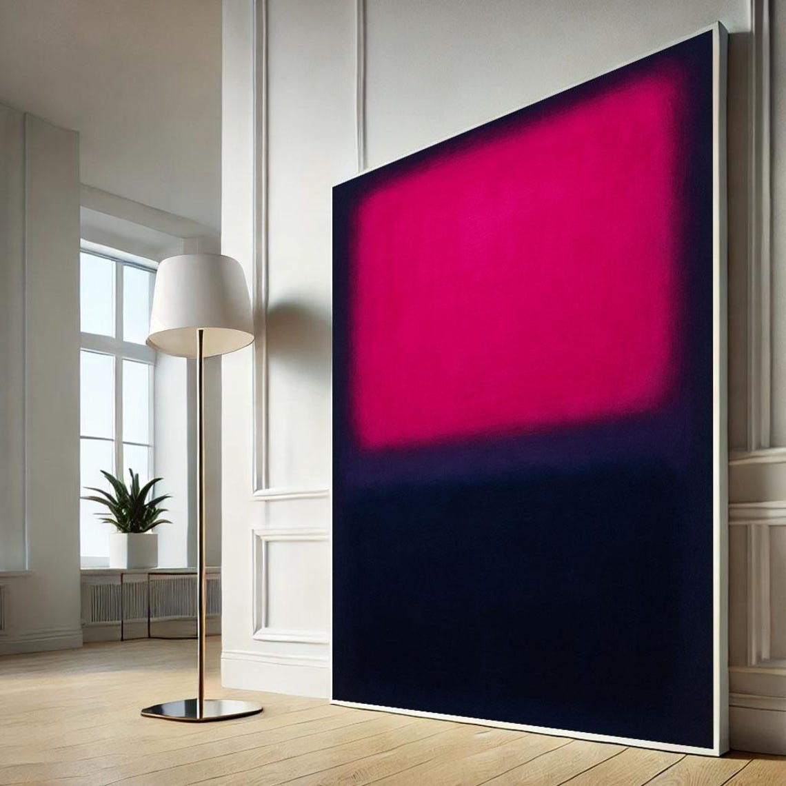 Magenta And Navy Abstract Color Field Bold Modern Canvas Art Print