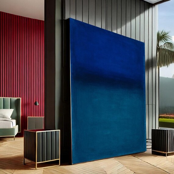 Mark Rothko Inspired Blue Canvas Deep And Bright Tones Abstract Painting Reproduction Living Room Decor Statement Piece