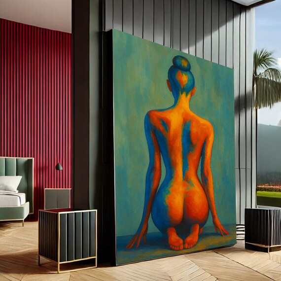 Abstract Woman Nude Colorful Body Art Modern Female Figure Wall Art