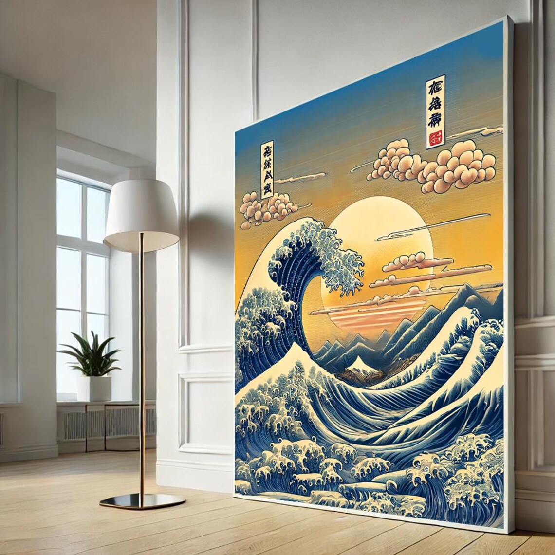 Hokusai Great Wave Off Kanagawa Japanese Ukiyoe Sunset Ocean Wall Art