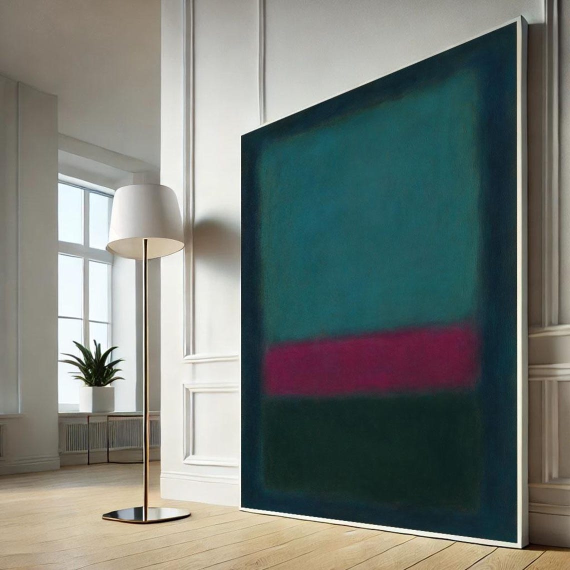 Teal Magenta Abstract Color Field Minimalist Modern Canvas Wall Art