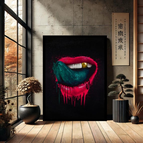 Woman Makeup Lips Canvas Wall Art Modern Print Abstract Decor For Home