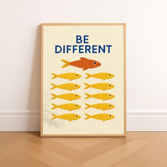 Be Different One Red Fish Among Yellow School Motivational Poster