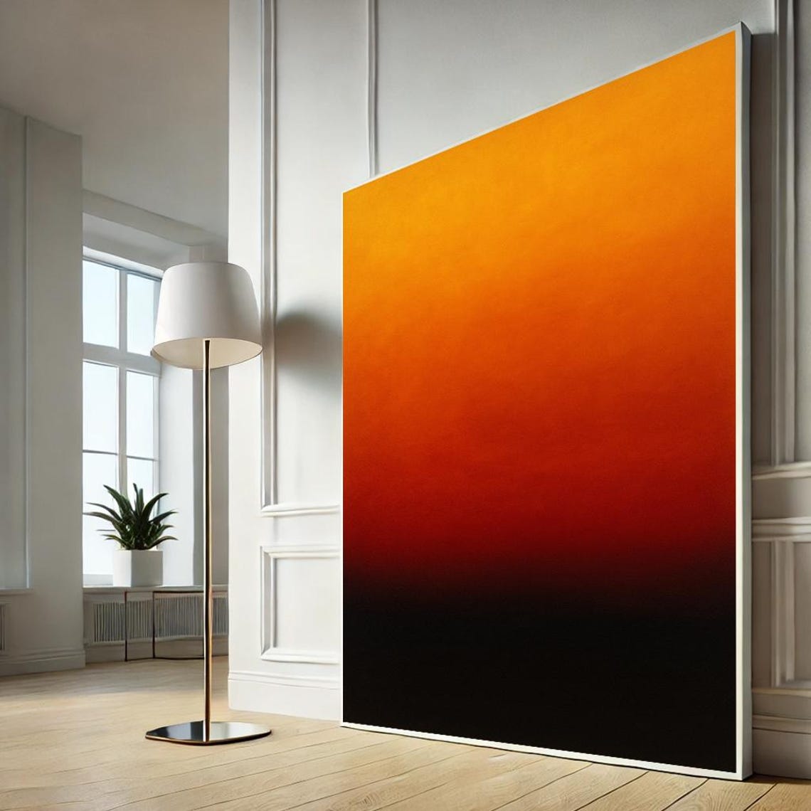 Burnt Orange to Black Gradient Rothko Inspired Abstract Canvas Print