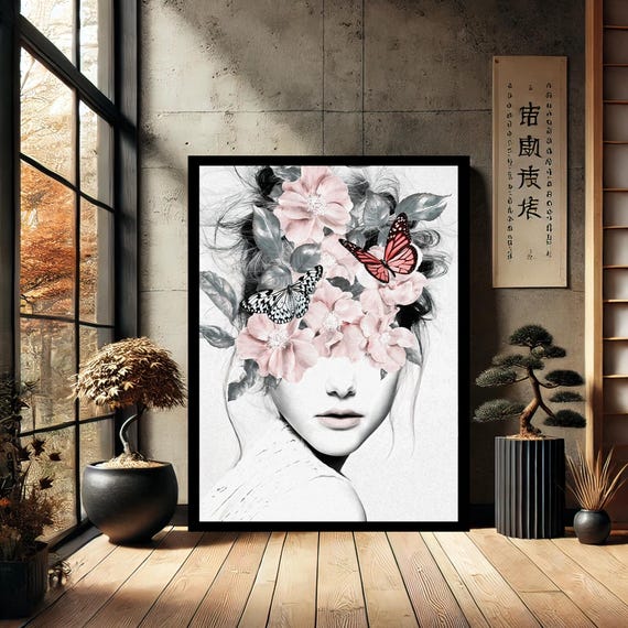 Flower Beautiful Female Mannequin Portrait Home Modern Canvas Wall Art Artcanvas Print Abstract Decor For