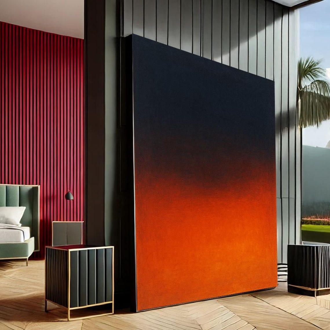 Bold Midnight Navy Burnt Orange Ombre Modern Abstract Poster