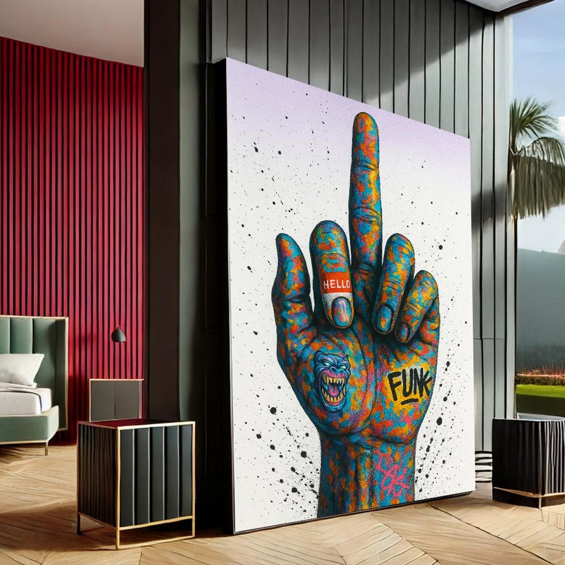 Middle Finger Graffiti Colorful Funk Street Art Bold Statement Poster