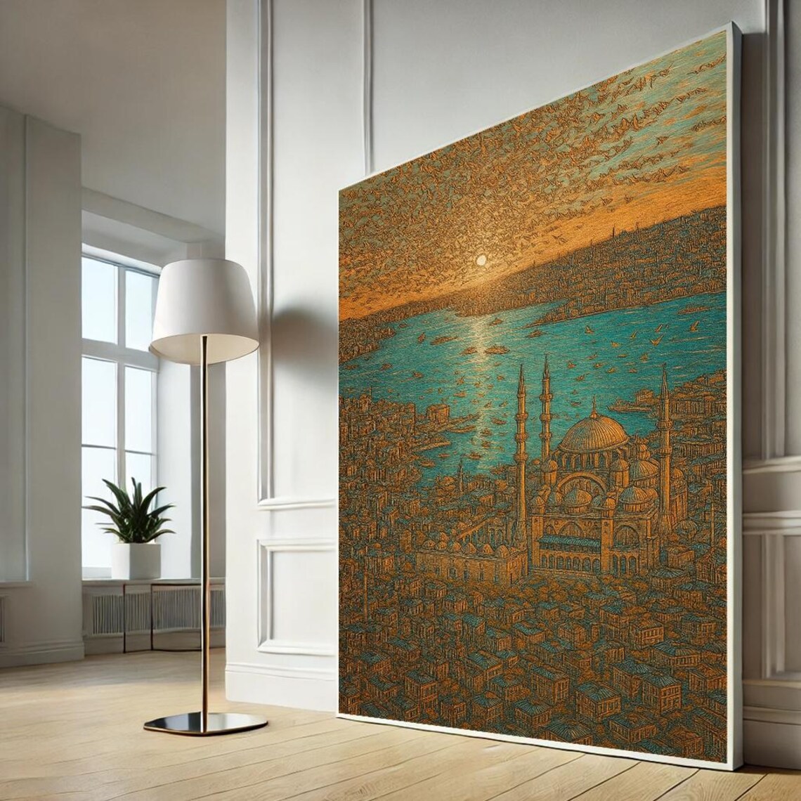 Majestic Istanbul Skyline Canvas Wall Art Print Warm Tones Living Room Decor Statement Piece