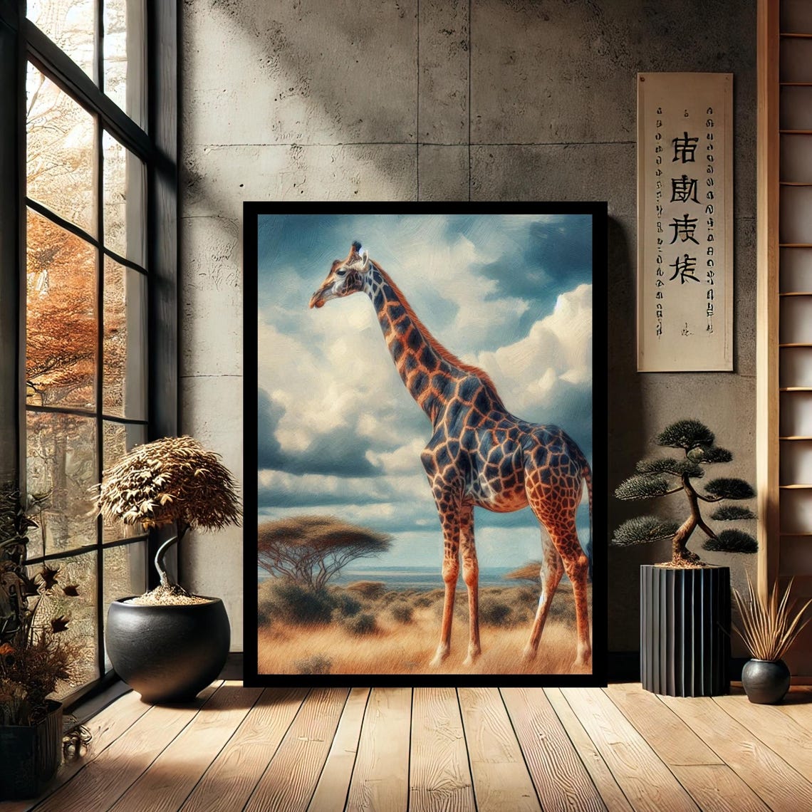 Majestic Giraffe African Savanna Golden Hour Painterly Wall Art