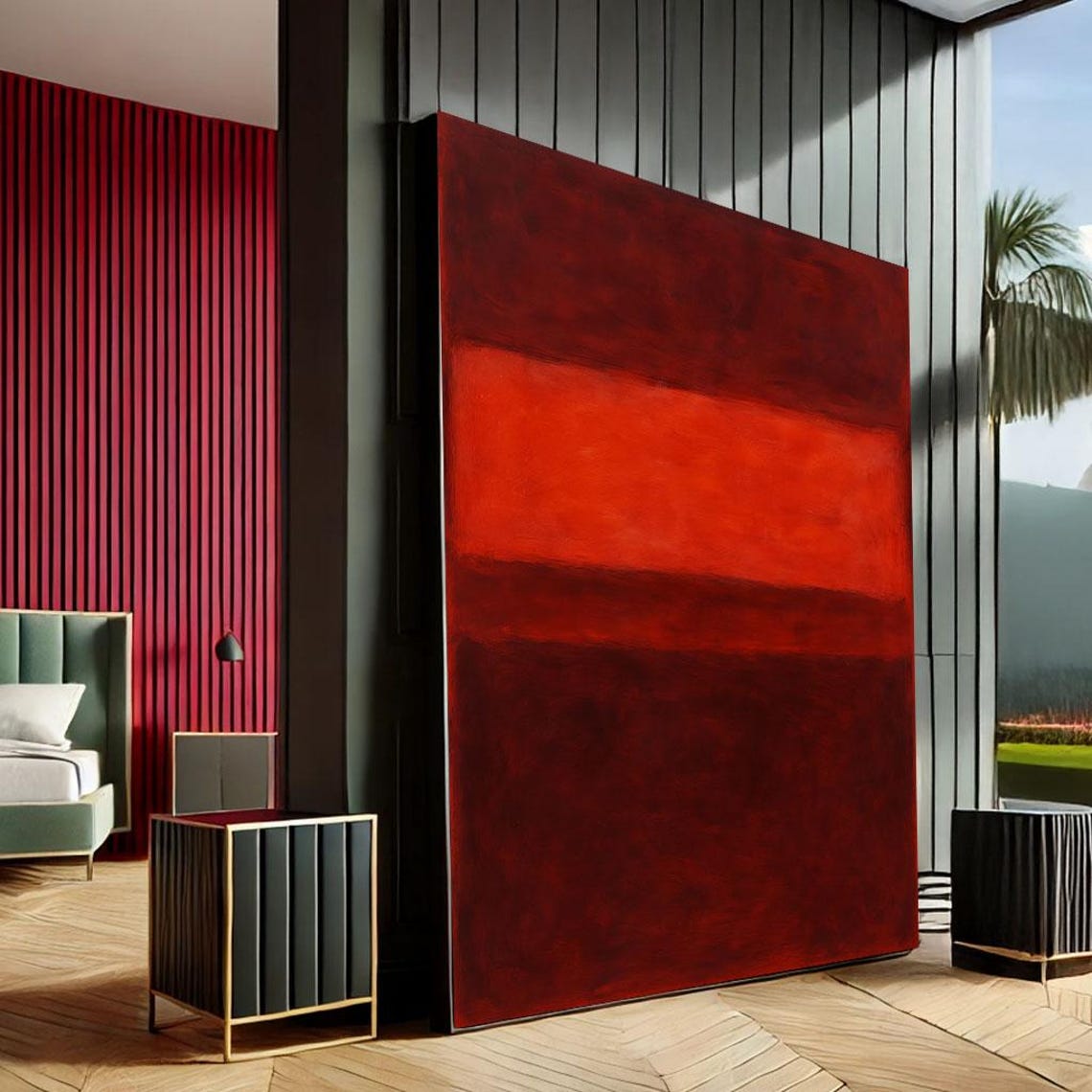 Bold Red Color Field Abstract Modern Minimalist Statement Art Poster