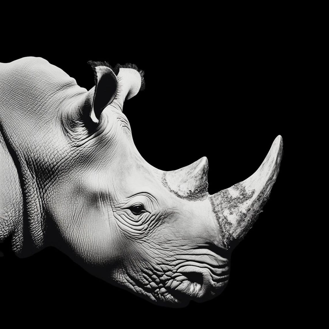 Black and White Rhino Portrait Striking Minimalist Wildlife Poster - Image 5
