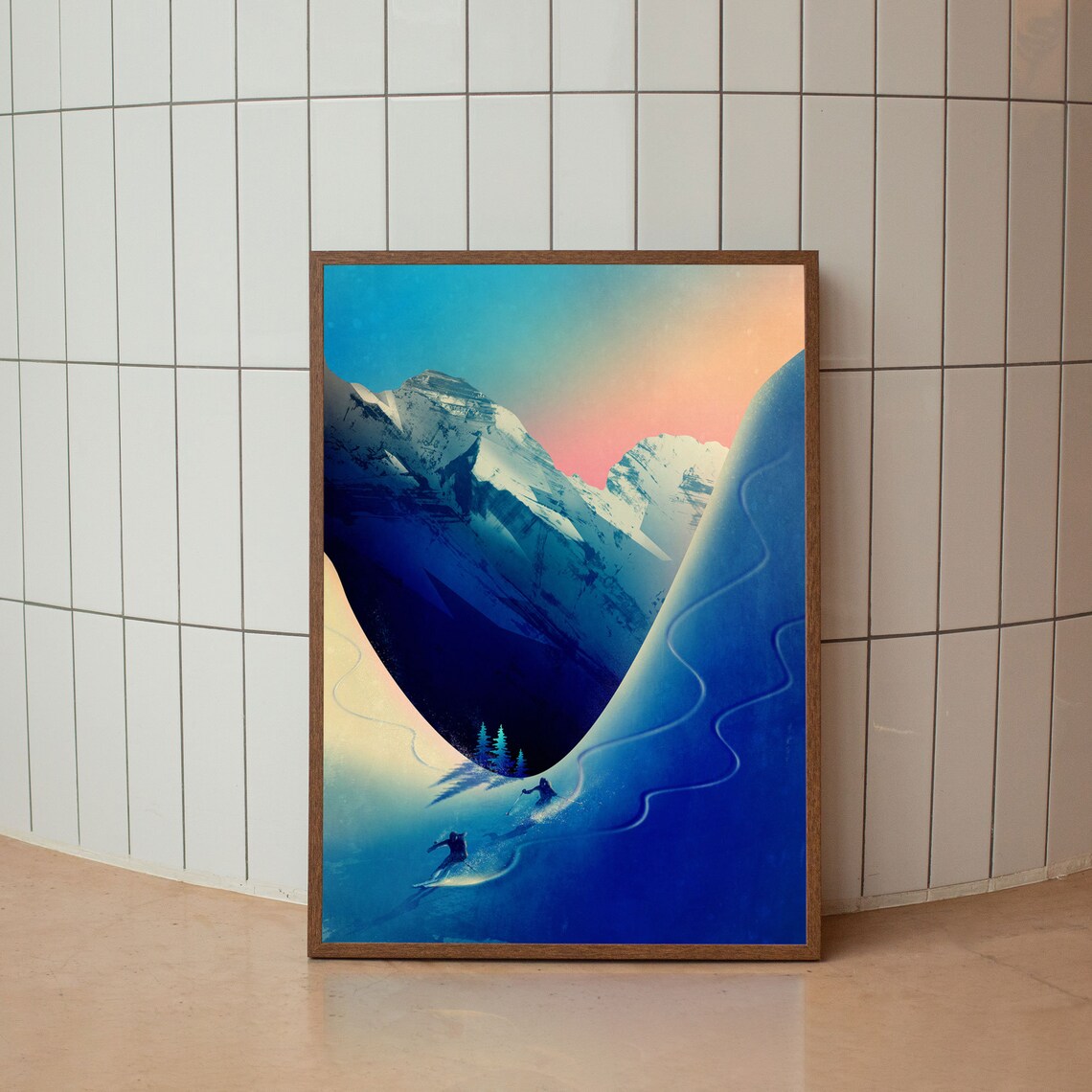 Ski Touring Couple Art Print, Outdoor Spirit - Image 2