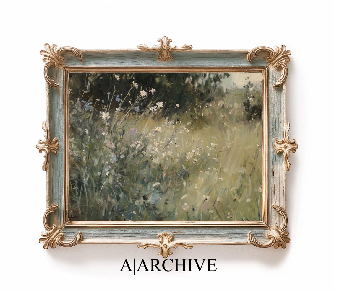 Blue Cornflower Meadow Farmhouse Summer Countryside Art Poster - Image 2