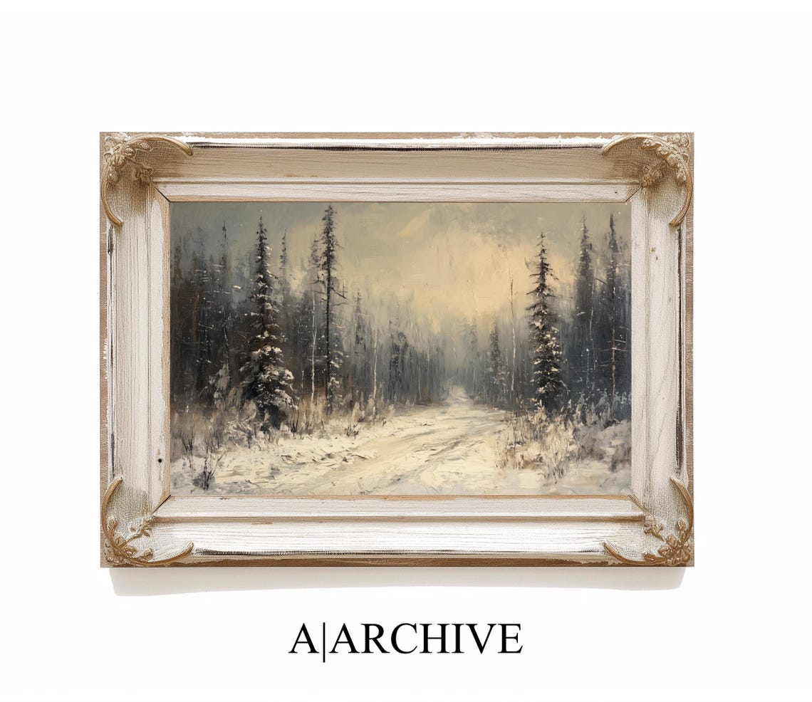 Golden Glow Snowy Pine Forest Path Winter Morning Landscape Poster - Image 2