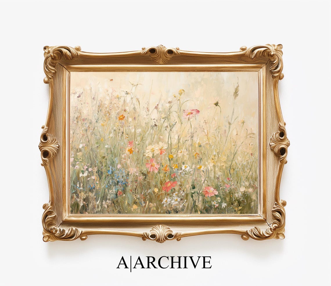 Green Wildflower Meadow White Daisies Impressionist Art Poster - Image 4